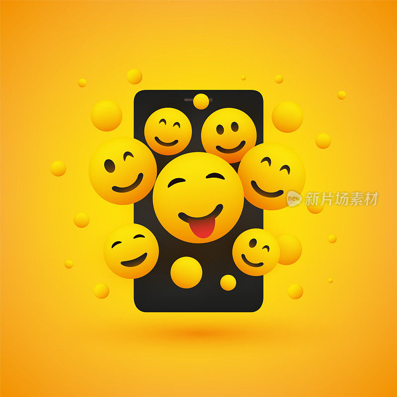Emoticons on Mobile Device Screen Concept